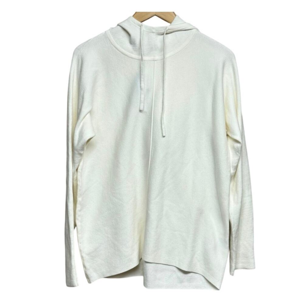 NWT Banana Republic Serene Sweater Women’s Medium Cream ECOVERO Hooded Tunic - Picture 2 of 8